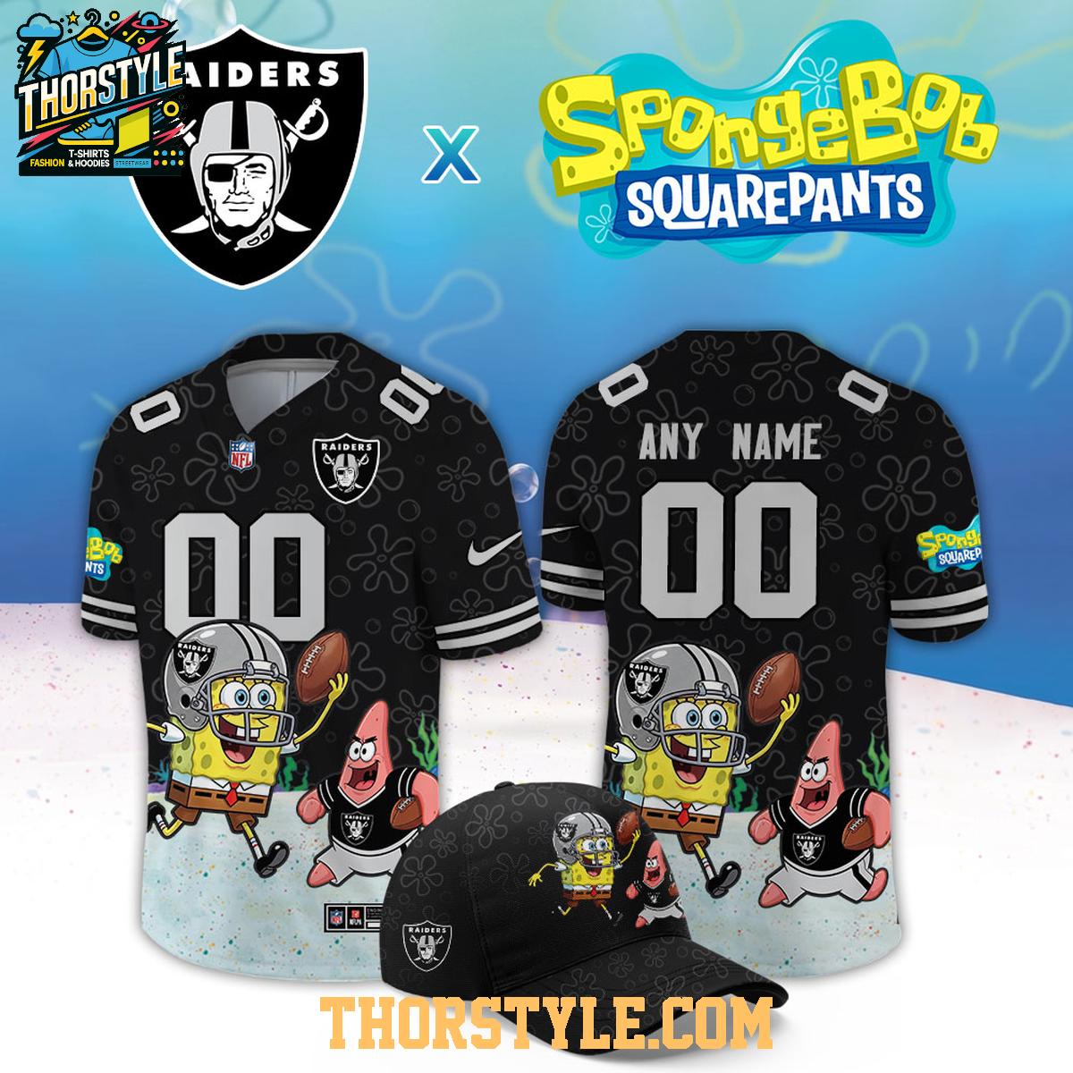 Las Vegas Raiders x SpongeBob Squarepants 2026 Night Custom Football Jersey Las Vegas Raiders x SpongeBob Squarepants 2026 Night Custom Football Jersey