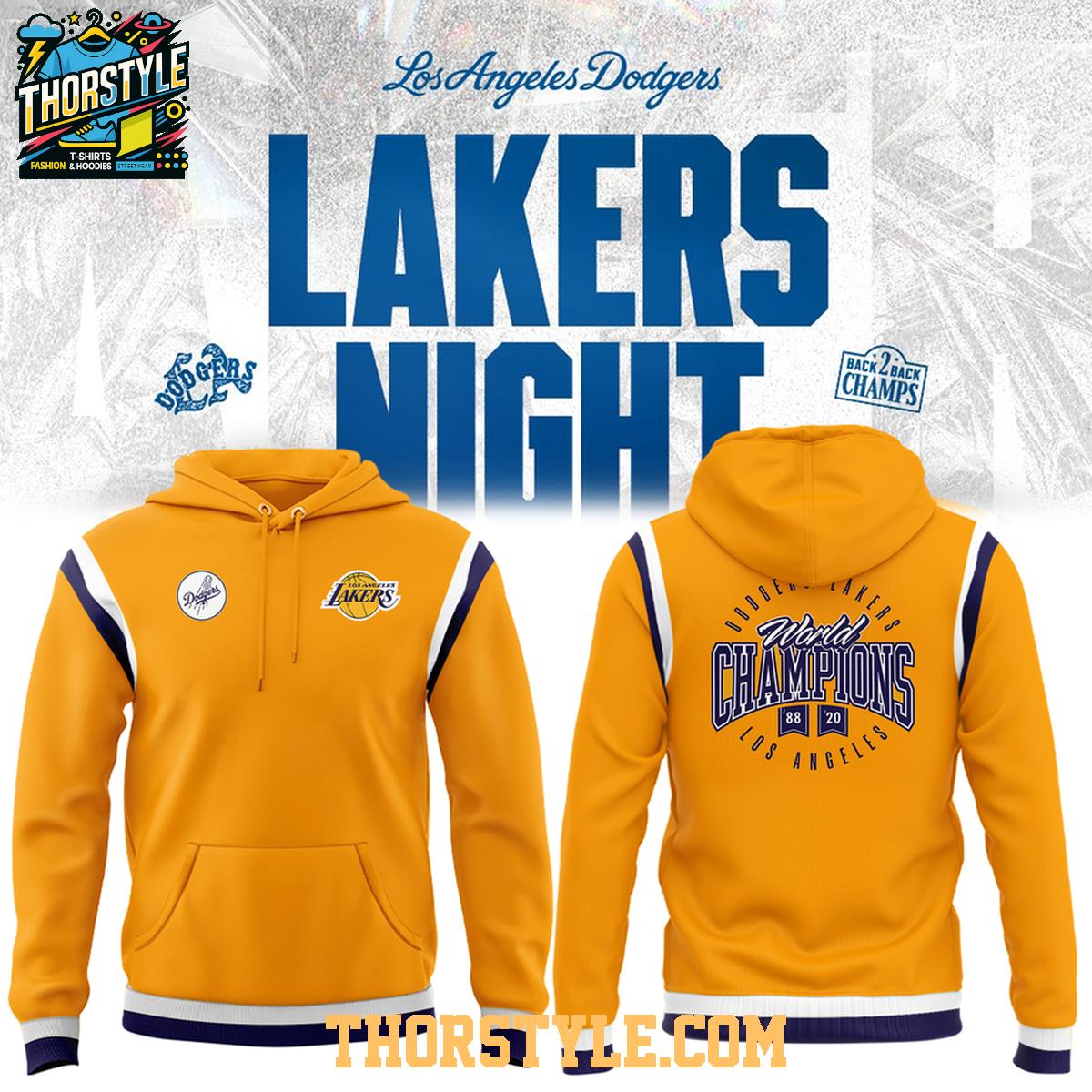 Los Angeles Dodgers x LA Lakers Night 2026 Hoodie T-Shirt Orange Los Angeles Dodgers x LA Lakers Night 2026 Hoodie T-Shirt Orange