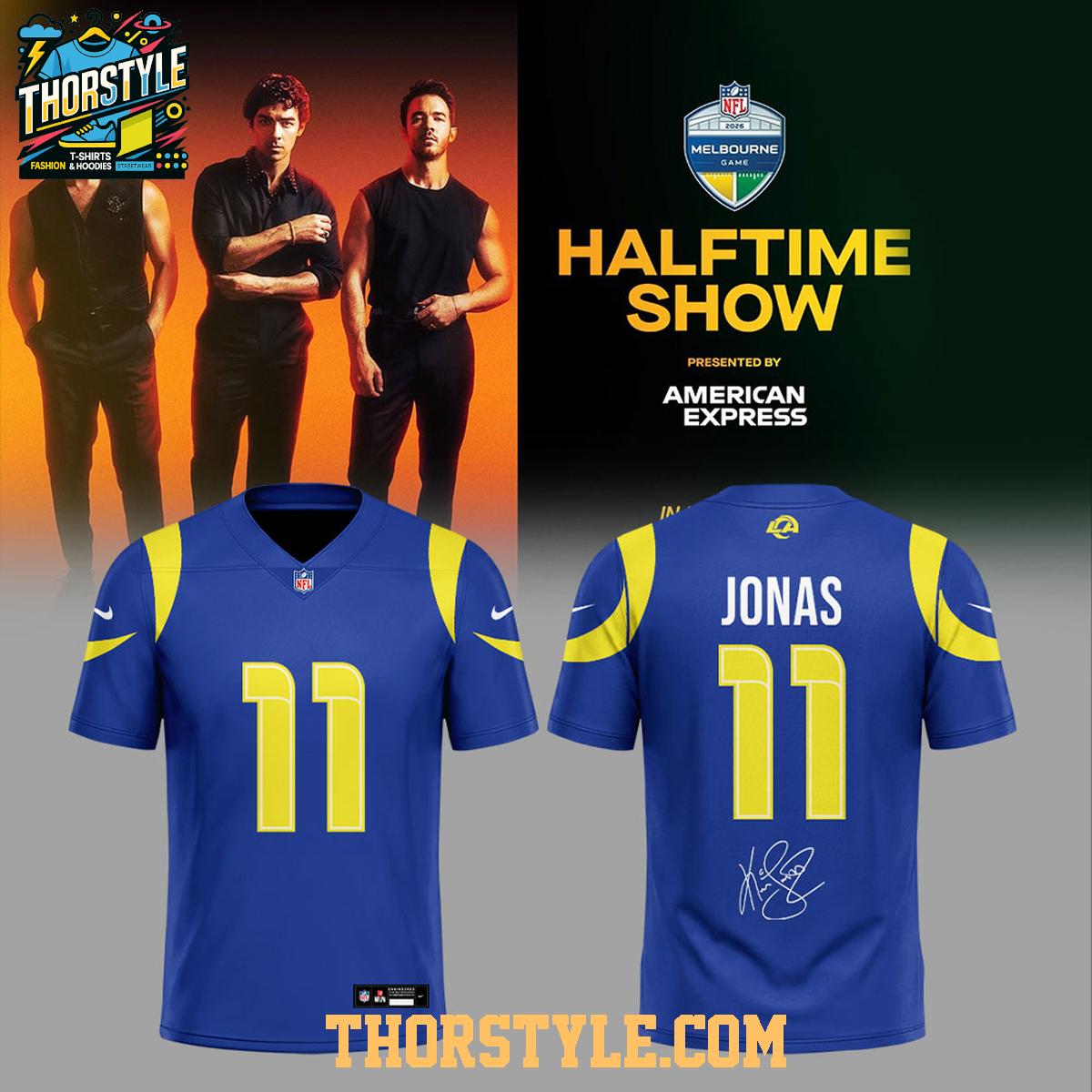 Los Angeles Rams Jonas Brothers 2026 Halftime Show Personalized Football Jersey Los Angeles Rams Jonas Brothers 2026 Halftime Show Personalized Football Jersey