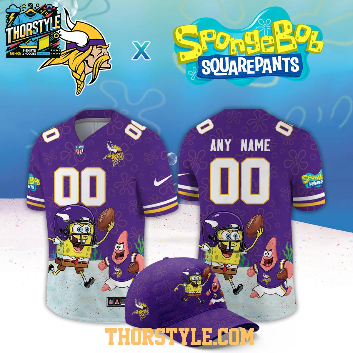 Minnesota Vikings x SpongeBob Squarepants 2026 Night Custom Football Jersey Minnesota Vikings x SpongeBob Squarepants 2026 Night Custom Football Jersey