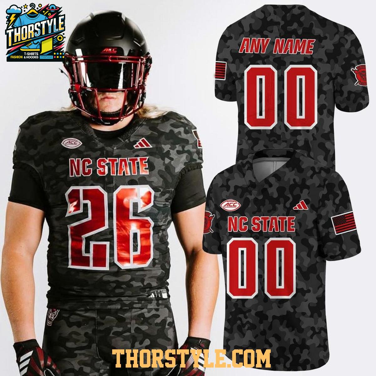 NC State Wolfpack 2026 Military Appreciation Personalized Football Jersey NC State Wolfpack 2026 Military Appreciation Personalized Football Jersey