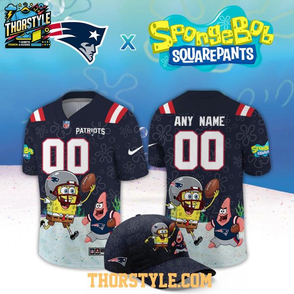 New England Patriots x SpongeBob Squarepants 2026 Night Custom Football Jersey