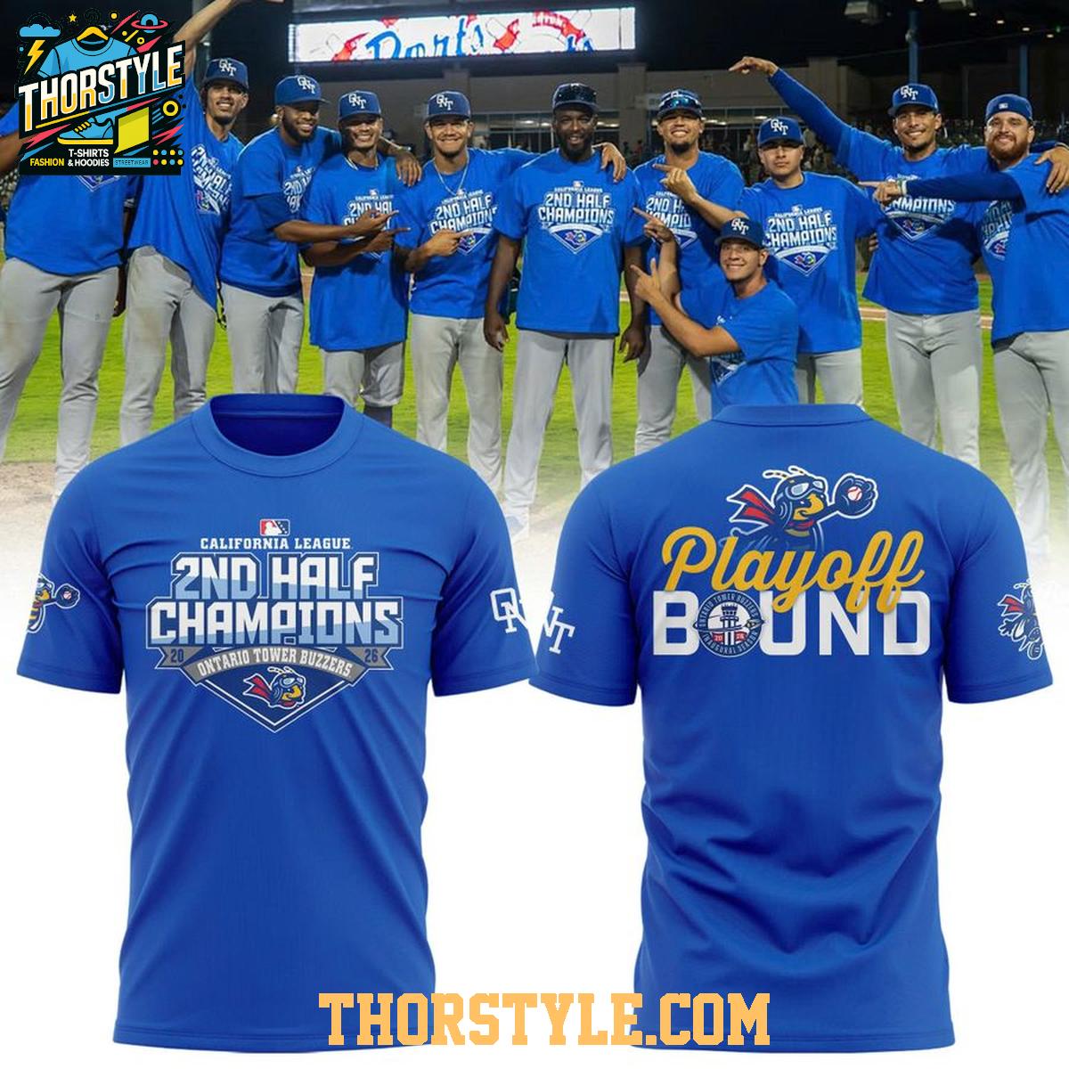 Ontario Tower Buzzers 2026 Playoff Bound 2nd Half Champions Hoodie T-Shirt Ontario Tower Buzzers 2026 Playoff Bound 2nd Half Champions Hoodie T-Shirt