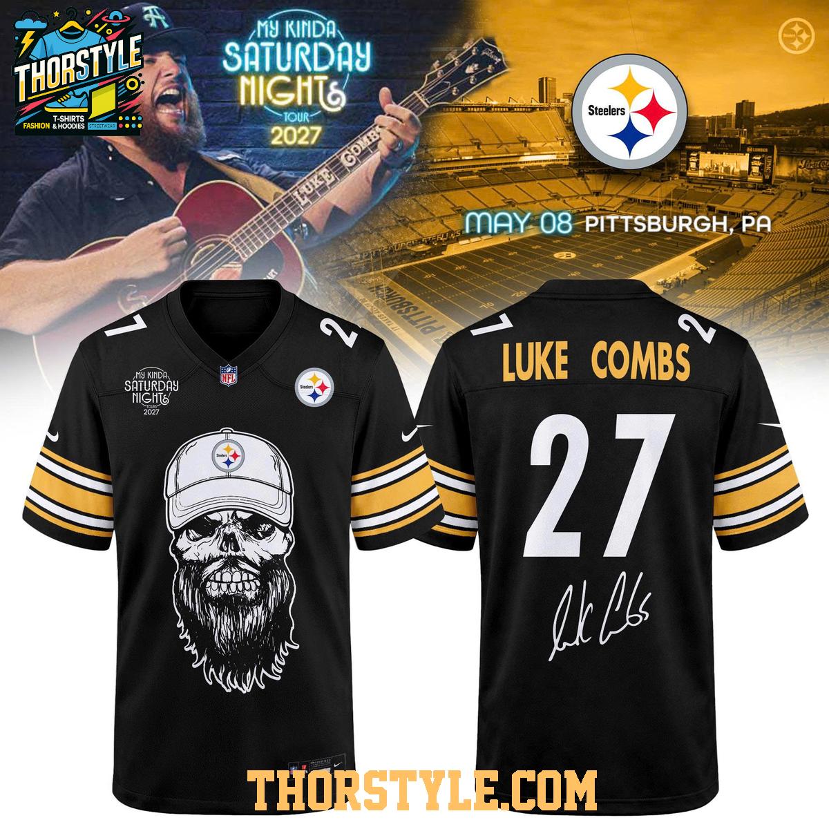 Pittsburgh Steelers x Luke Combs My Kinda Saturday Night Tour 2027 Jersey Pittsburgh Steelers x Luke Combs My Kinda Saturday Night Tour 2027 Jersey