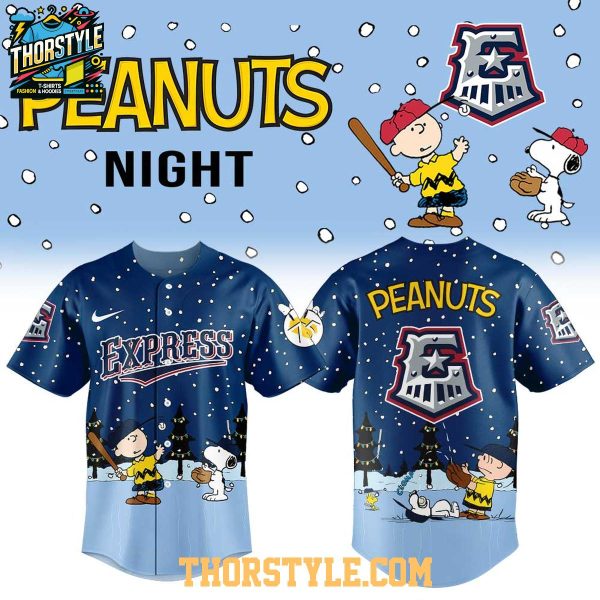 Round Rock Express Peanuts Night 2026 Christmas Game Snowy Baseball Jersey