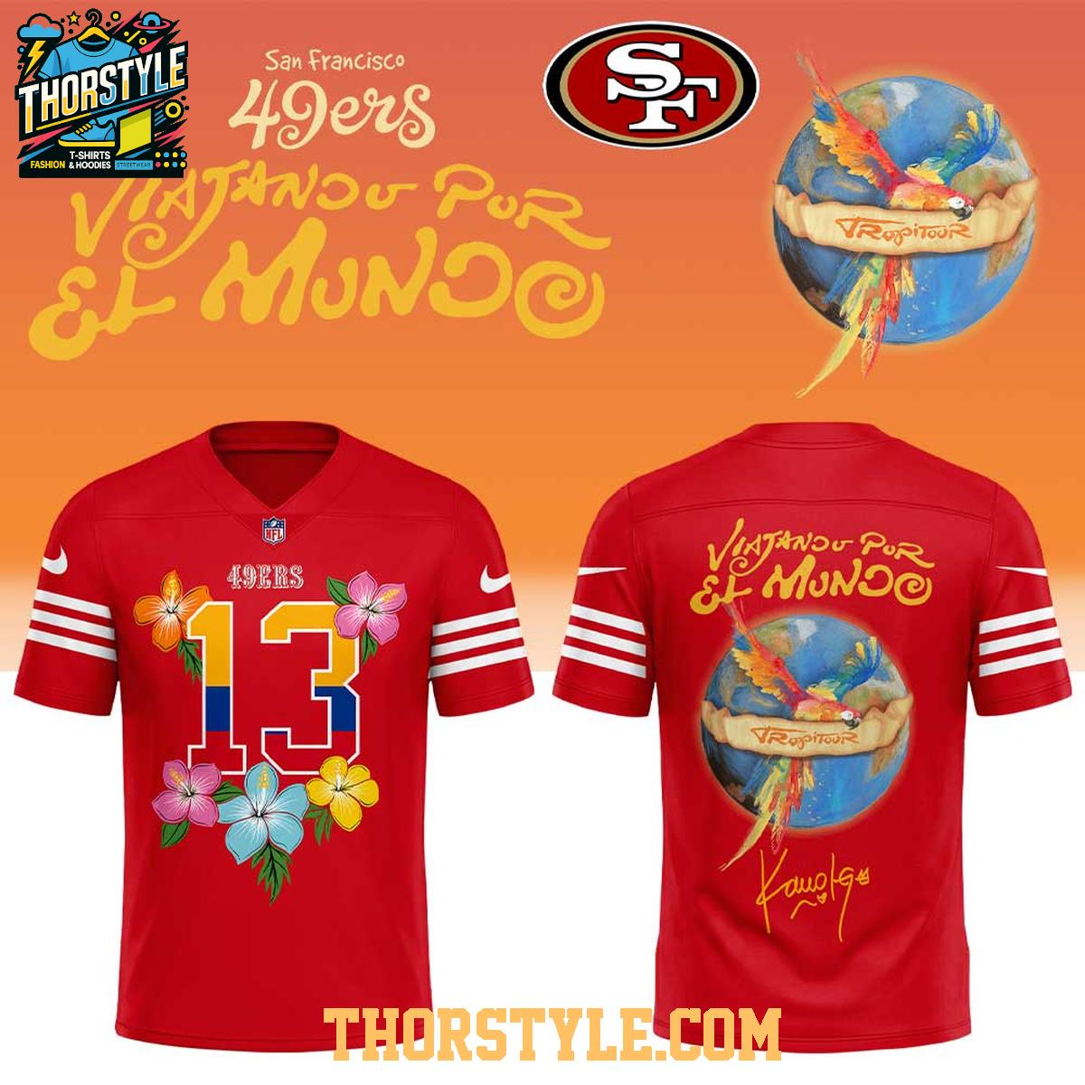 San Francisco 49ers x Karol G Viajando Por El Mundo TropiTour 2026 Fooball Jersey San Francisco 49ers x Karol G Viajando Por El Mundo TropiTour 2026 Fooball Jersey