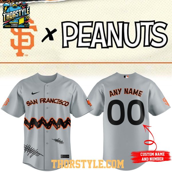San Francisco Giants x Peanuts  Snoopy 2026 Gray Personalized Baseball Jersey