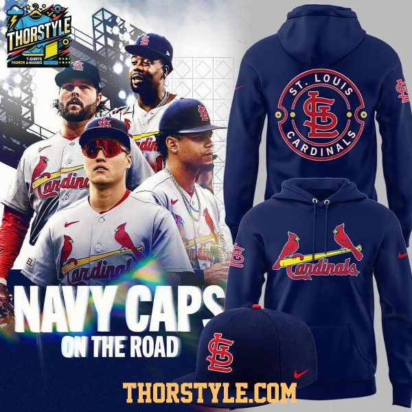 St. Louis Cardinals 2026 Navy Caps On The Road Game Hoodie T-Shirt
