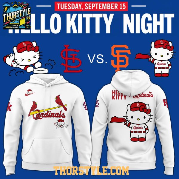 St. Louis Cardinals Hello Kitty Theme Game Night 2026 White Hoodie T-Shirt