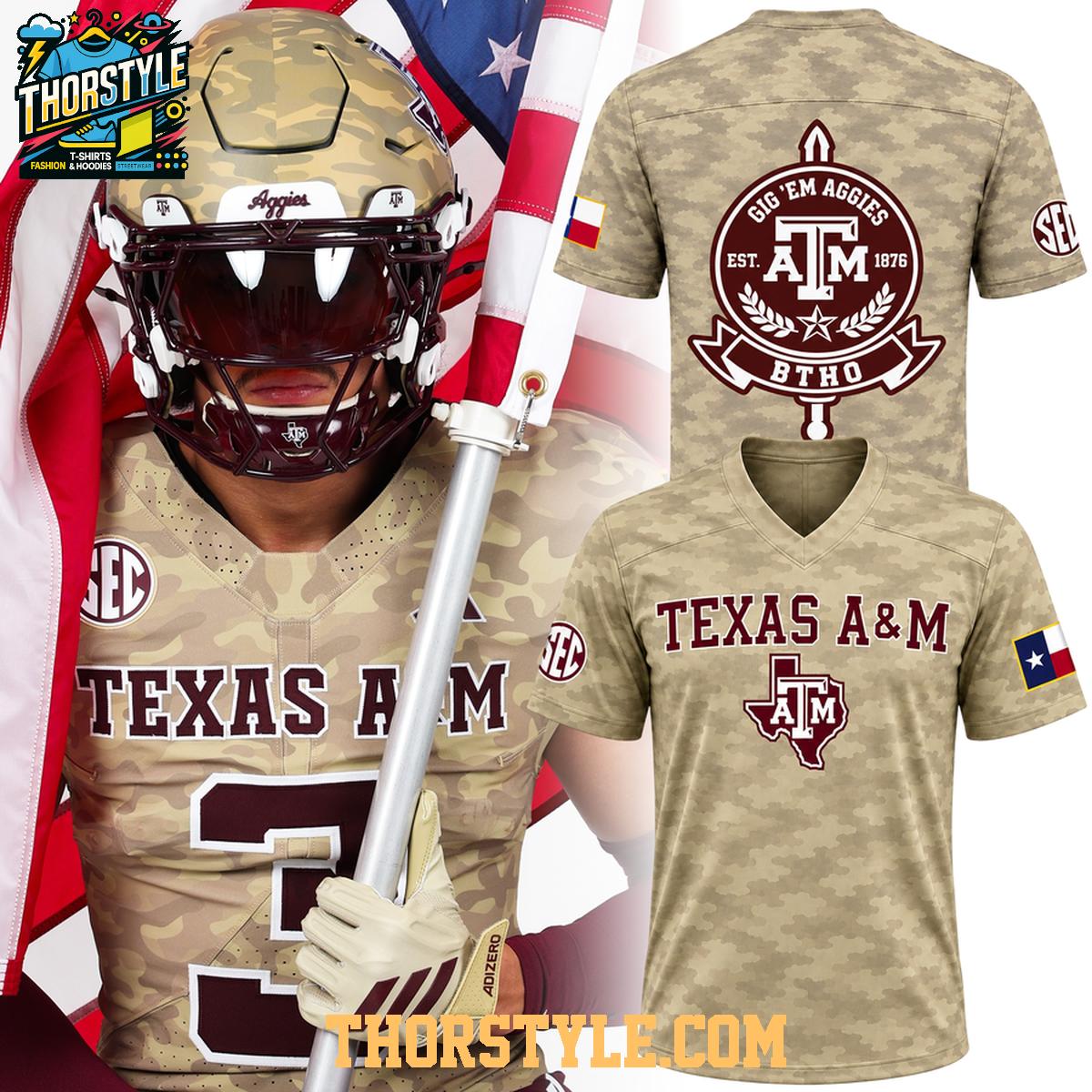 Texas A&M Aggies 2026 Military Appreciation Personalized Football Jersey Texas A&M Aggies 2026 Military Appreciation Personalized Football Jersey