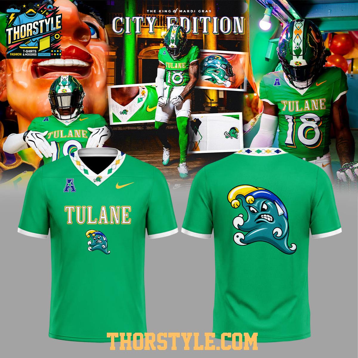 Tulane Green Wave The King Of Mardi Gras 2026 City Edition Personalized Football Jersey Tulane Green Wave The King Of Mardi Gras 2026 City Edition Personalized Football Jersey