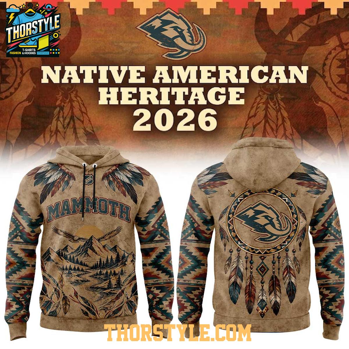Utah Mammoth 2026 NHL x Native American Heritage Night Hoodie T-Shirt Utah Mammoth 2026 NHL x Native American Heritage Night Hoodie T-Shirt