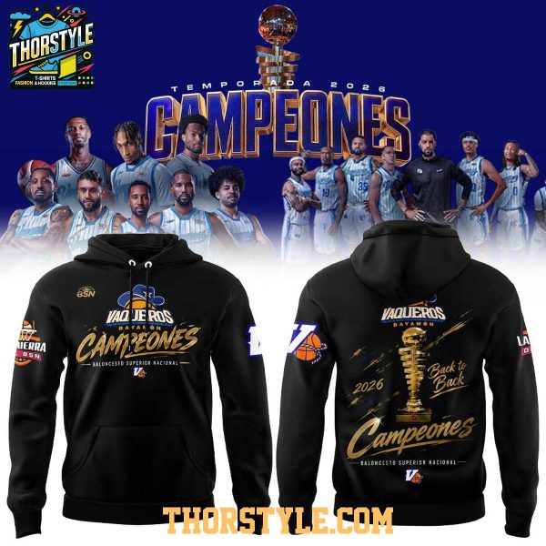 Vaqueros de Bayamon 2026 Back to Back Champions Hoodie T-Shirt Black