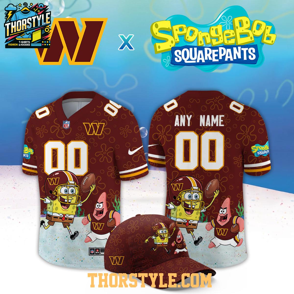 Washington Commanders x SpongeBob Squarepants 2026 Night Custom Football Jersey Washington Commanders x SpongeBob Squarepants 2026 Night Custom Football Jersey