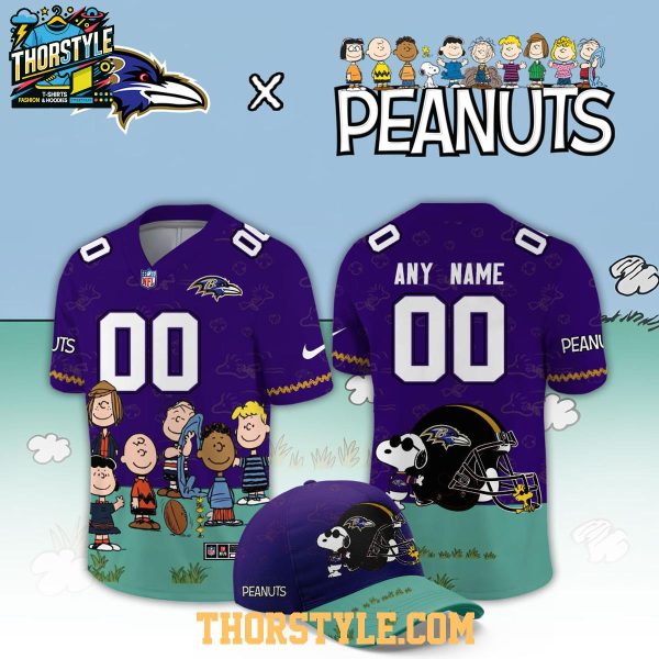 Baltimore Ravens Peanuts 2026 X-mas Snoopy Night Custom Football Jersey