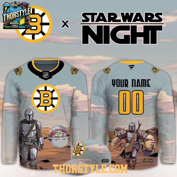 Boston Bruins Star Wars Night 2026 Grogu Game Custom Hockey Jersey