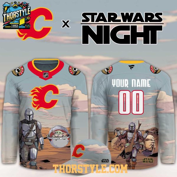 Calgary Flames Star Wars Night 2026 Grogu Game Custom Hockey Jersey