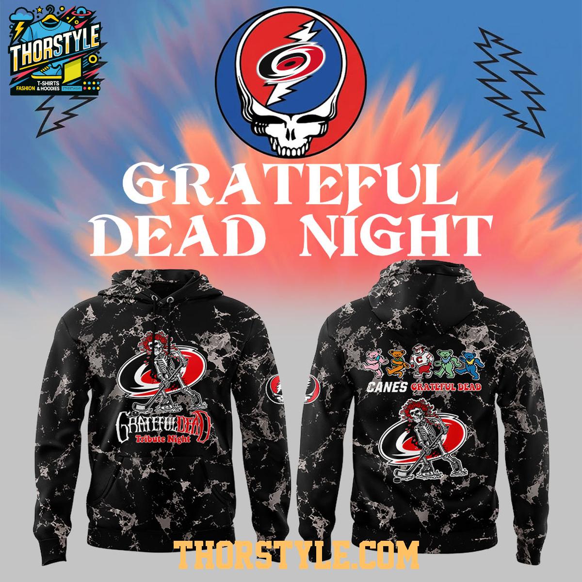Carolina Hurricanes Grateful Dead 2026 Dancing Bear Game Hoodie Shirts Carolina Hurricanes Grateful Dead 2026 Dancing Bear Game Hoodie Shirts