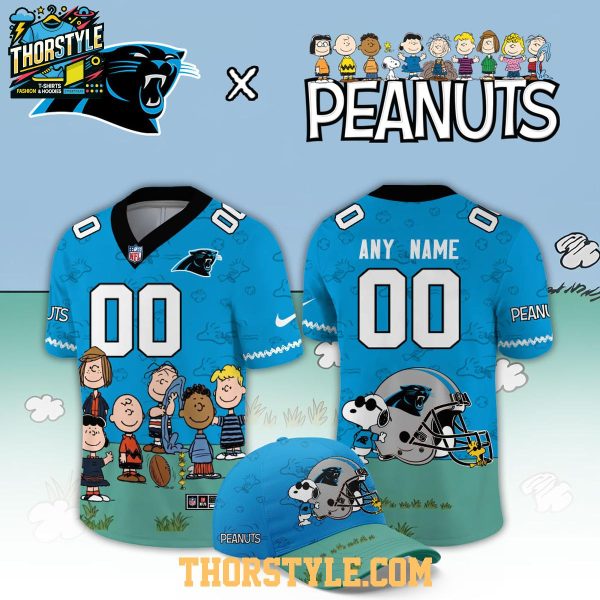 Carolina Panthers Peanuts 2026 X-mas Snoopy Night Custom Football Jersey