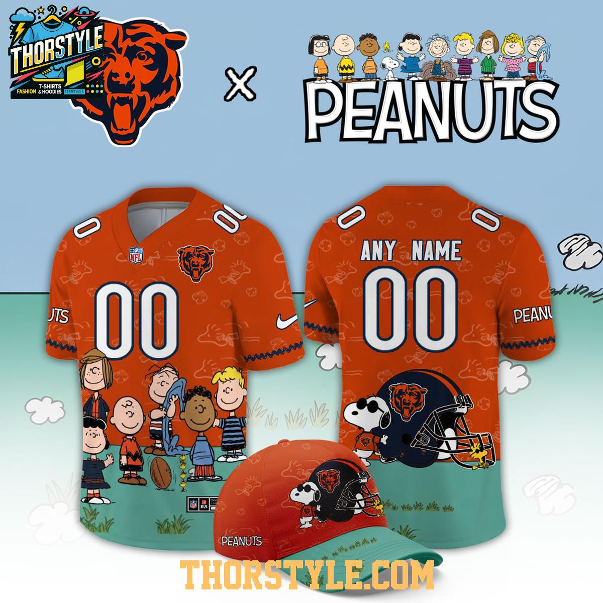 Chicago Bears Peanuts 2026 X-mas Snoopy Night Custom Football Jersey Chicago Bears Peanuts 2026 X-mas Snoopy Night Custom Football Jersey