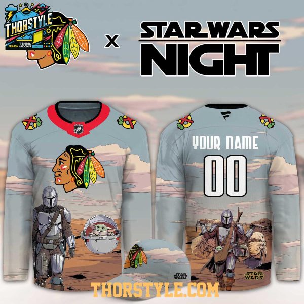 Chicago Blackhawks Star Wars Night 2026 Grogu Game Custom Hockey Jersey