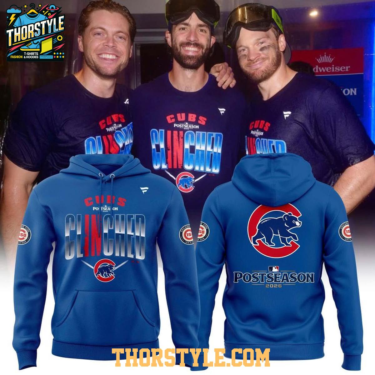 Chicago Cubs 2026 Postseason Clinched MLB Playoffs Hoodie T-Shirt Chicago Cubs 2026 Postseason Clinched MLB Playoffs Hoodie T-Shirt