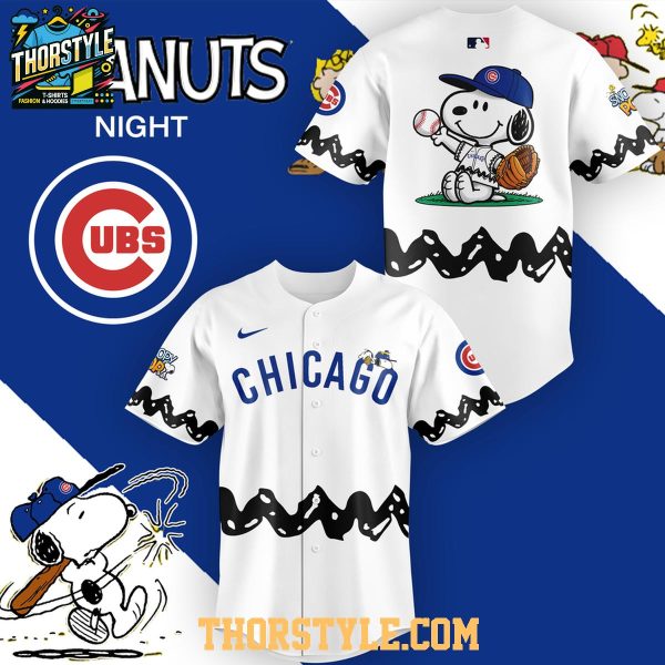 Chicago Cubs x Peanuts Christmas White Night Baseball Jersey 2026