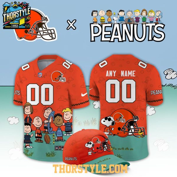 Cleveland Browns Peanuts 2026 X-mas Snoopy Night Custom Football Jersey