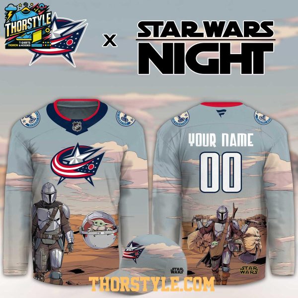Columbus Blue Jackets Star Wars Night 2026 Grogu Game Custom Hockey Jersey