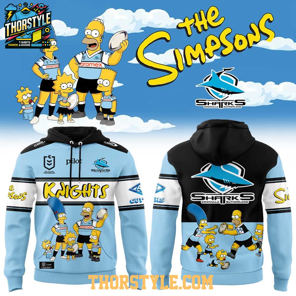 Cronulla Sutherland Sharks 2026 The Simpsons Theme Game Hoodie Shirts Cronulla Sutherland Sharks 2026 The Simpsons Theme Game Hoodie Shirts