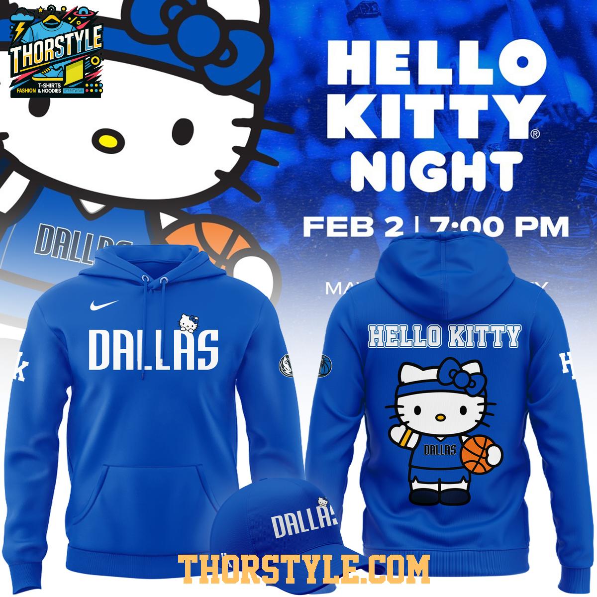 Dallas Mavericks 2026-2027 Hello Kitty Basketball Game Hoodie Shirts Dallas Mavericks 2026-2027 Hello Kitty Basketball Game Hoodie Shirts