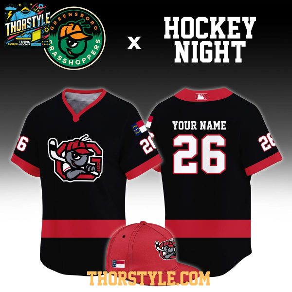 Greensboro Grasshoppers 2026 Hockey Night All Black Custom Baseball Jersey