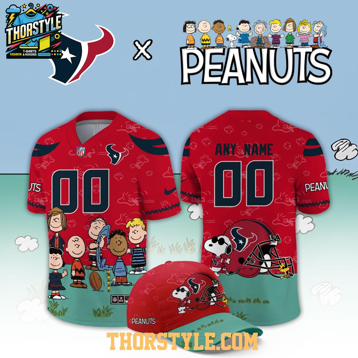 Houston Texans Peanuts 2026 X-mas Snoopy Night Custom Football Jersey Houston Texans Peanuts 2026 X-mas Snoopy Night Custom Football Jersey