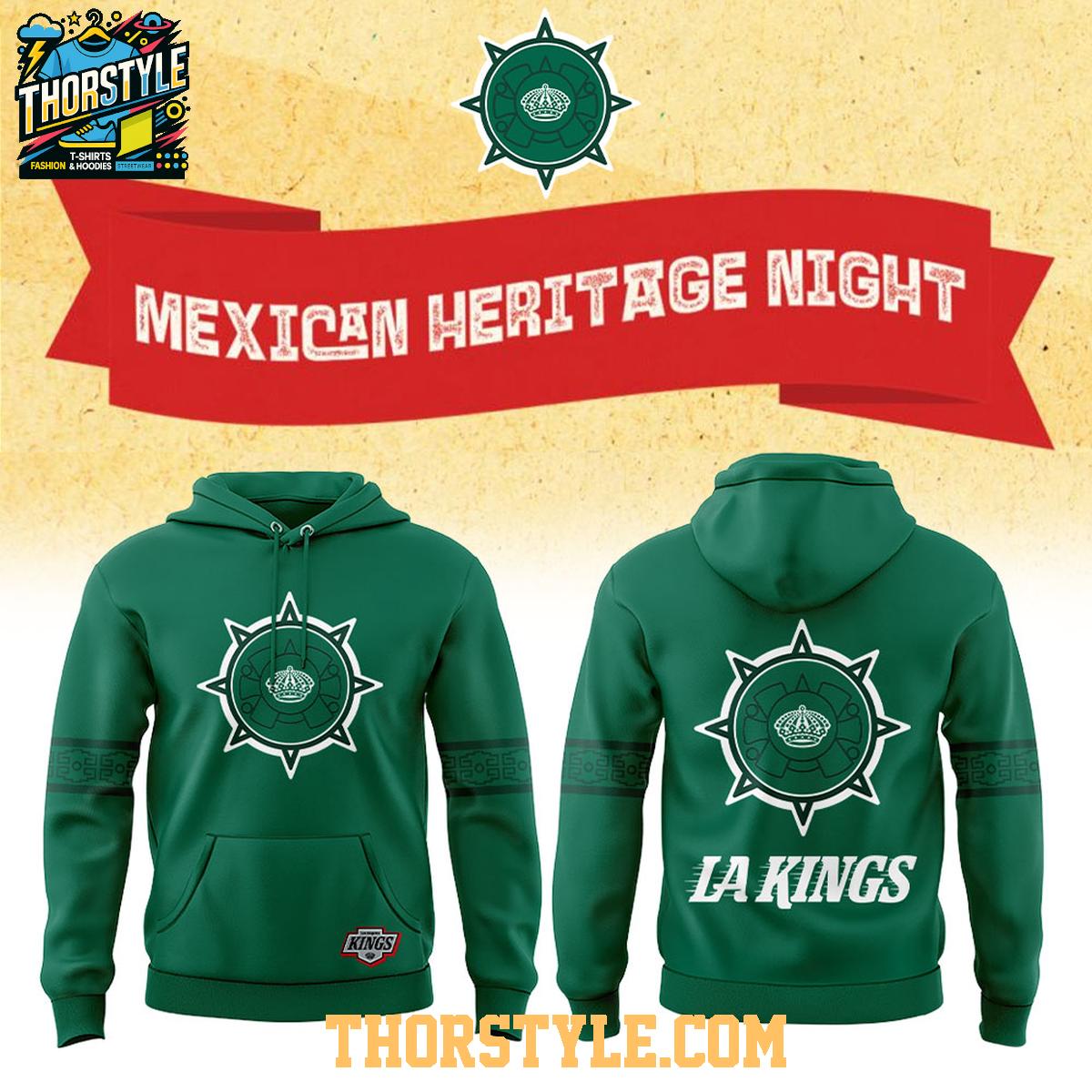 Los Angeles Kings Mexican Heritage 2026 All Green Game Night Hoodie Shirts Los Angeles Kings Mexican Heritage 2026 All Green Game Night Hoodie Shirts