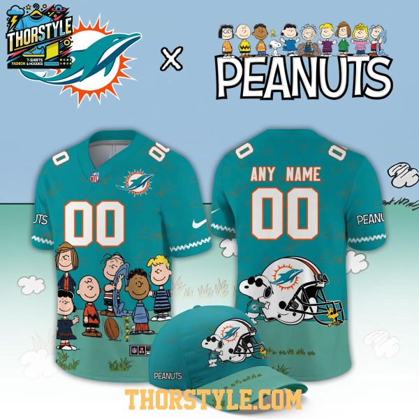 Miami Dolphins Peanuts 2026 X-mas Snoopy Night Custom Football Jersey