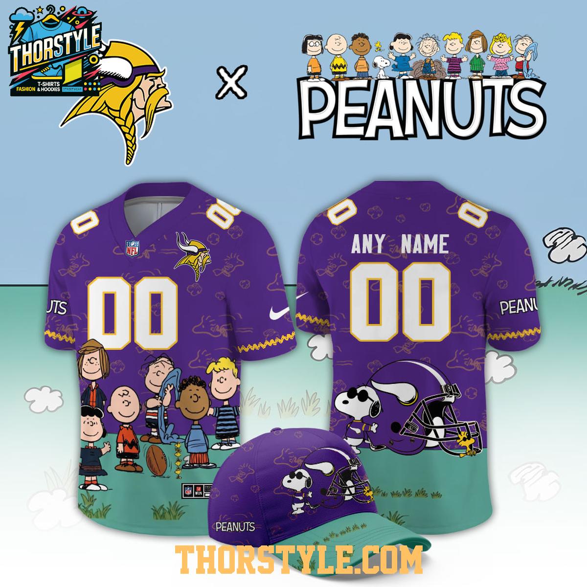 Minnesota Vikings Peanuts 2026 X-mas Snoopy Night Custom Football Jersey Minnesota Vikings Peanuts 2026 X-mas Snoopy Night Custom Football Jersey