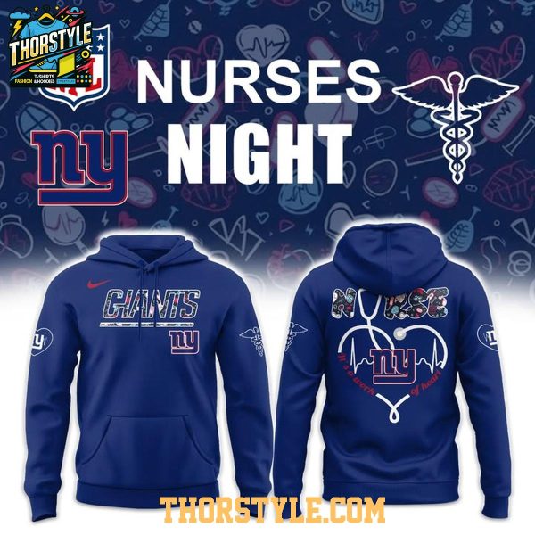 New York Giants 2026 Night Nurse Thank You Hoodie T-Shirt Blue
