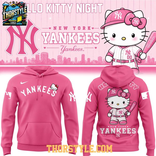 New York Yankees x Hello Kitty Game 2026 All Hot Pink Hoodie T-Shirt