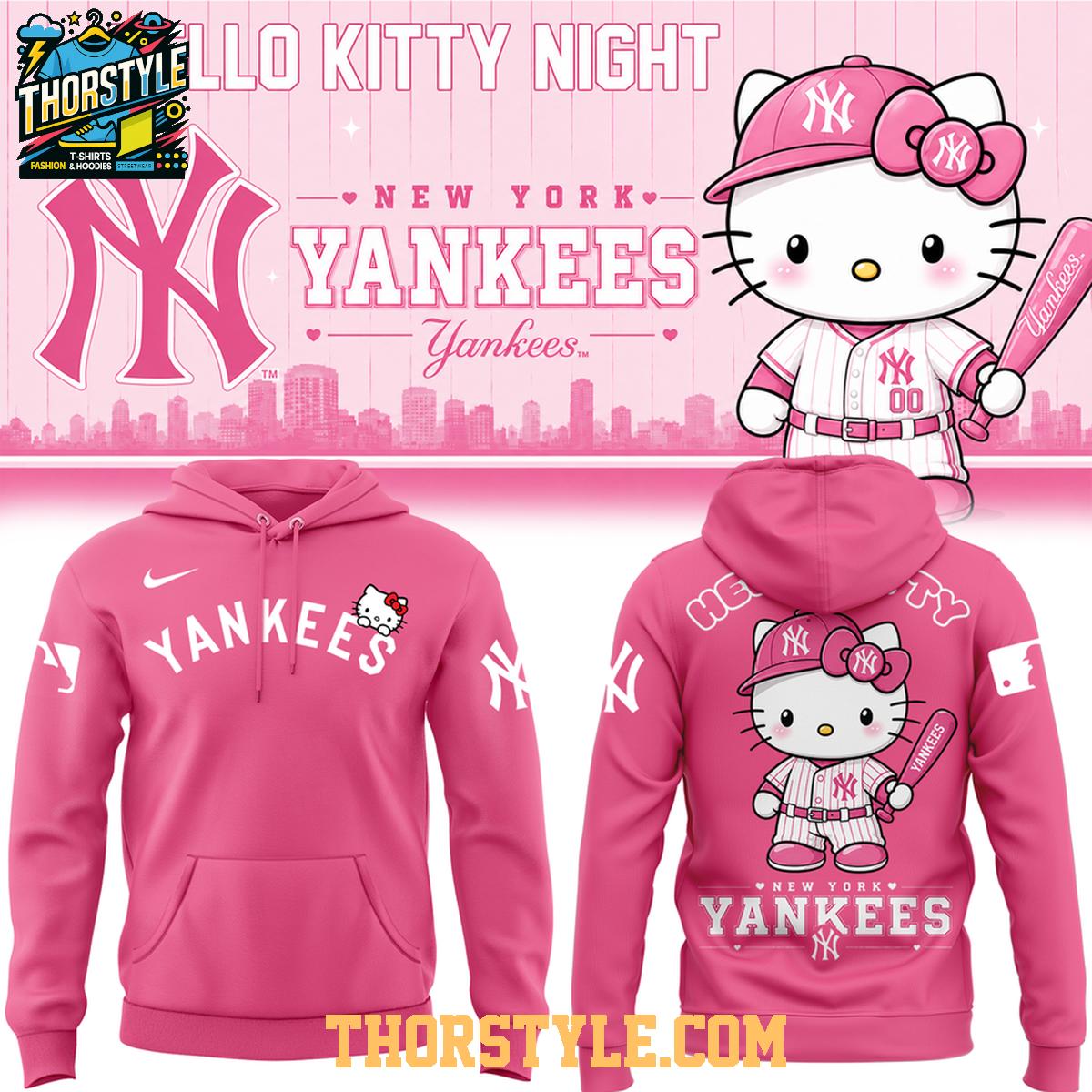 New York Yankees x Hello Kitty Game 2026 All Hot Pink Hoodie T-Shirt New York Yankees x Hello Kitty Game 2026 All Hot Pink Hoodie T-Shirt