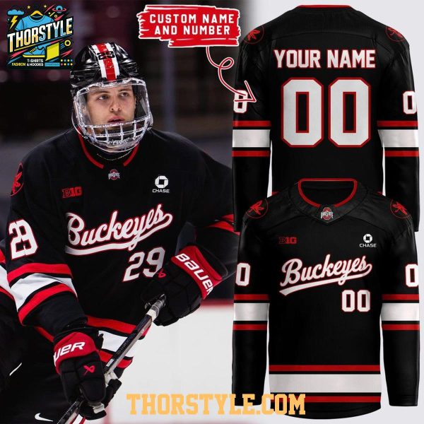 Ohio State Buckeyes 2026 Black Out Personalized Hockey Jersey