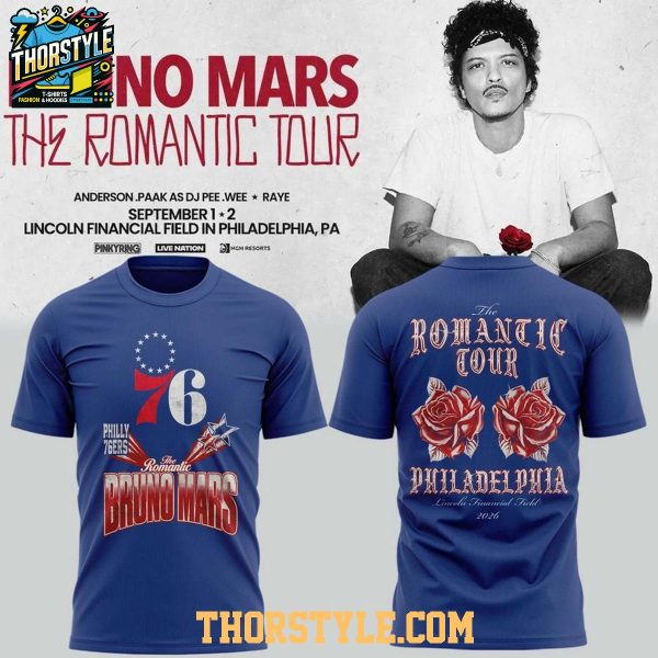 Philadelphia 76ers 2026 Bruno Mars The Romantic Tour Hoodie T-Shirt