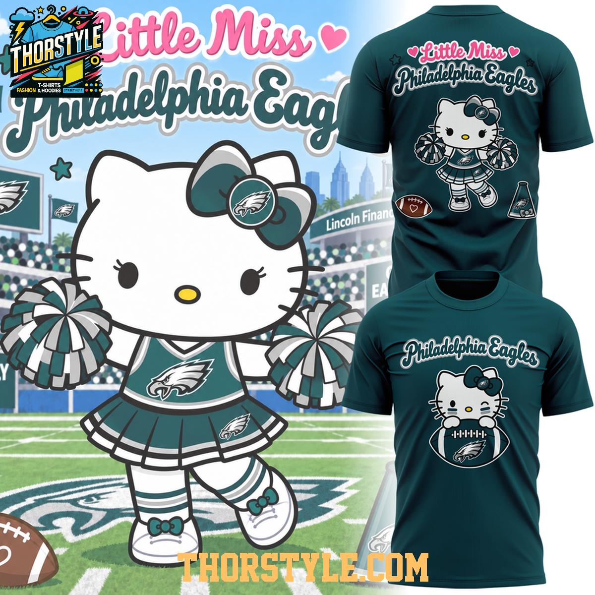 Philadelphia Eagles Hello Kitty 2026 Little Miss Eagles Hoodie T-Shirt Philadelphia Eagles Hello Kitty 2026 Little Miss Eagles Hoodie T-Shirt