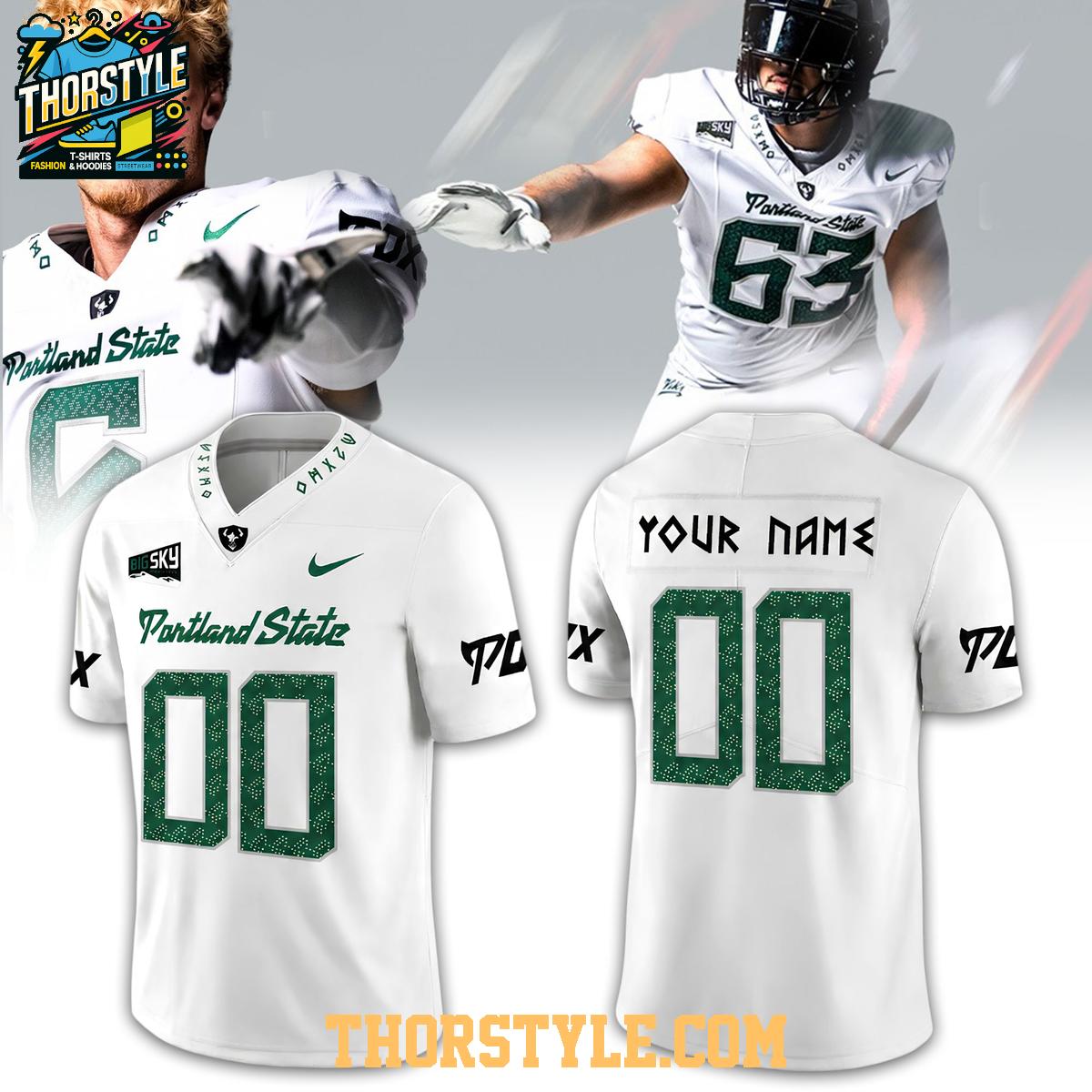 Portland State Vikings 2026 Battle Axe All White Personalized Football Jersey Portland State Vikings 2026 Battle Axe All White Personalized Football Jersey