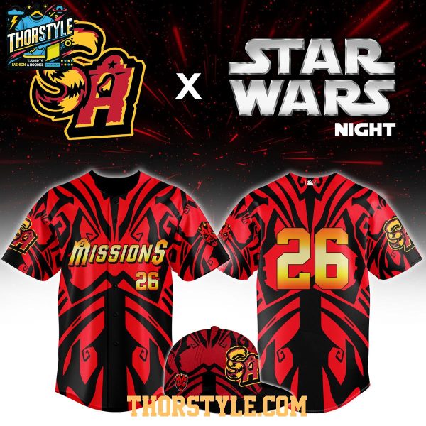 San Antonio Missions Star Wars Night 2026 Theme Game Baseball Jersey