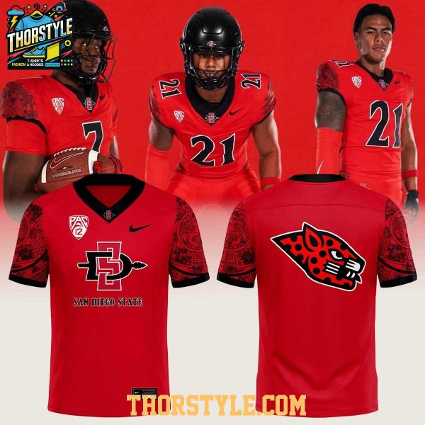San Diego State Aztecs 2026 Jaguar Era All Red Personalized Football Jersey
