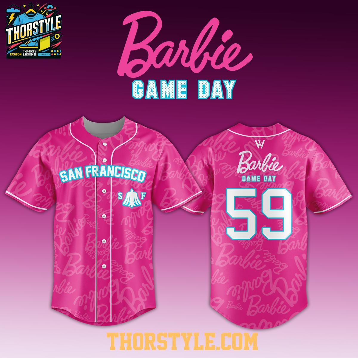 San Francisco Firebells Barbie Night 2026 WPBL Game Pink Baseball Jersey San Francisco Firebells Barbie Night 2026 WPBL Game Pink Baseball Jersey