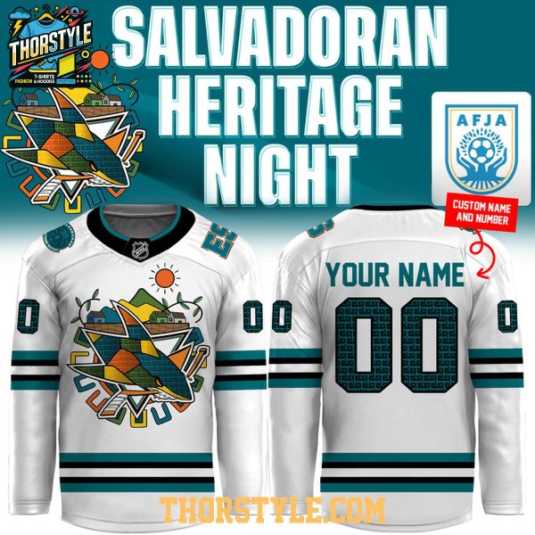 San Jose Sharks Salvadoran Heritage All Game 2026 Personalized Hockey Jersey
