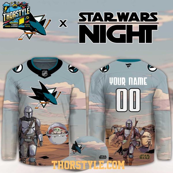 San Jose Sharks Star Wars Night 2026 Grogu Game Custom Hockey Jersey