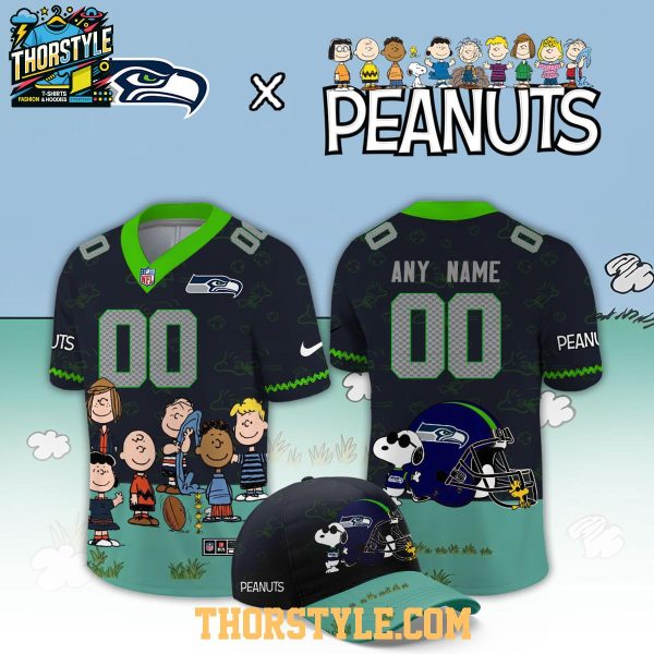 Seattle Seahawks Peanuts 2026 Christmas Night Custom Football Jersey