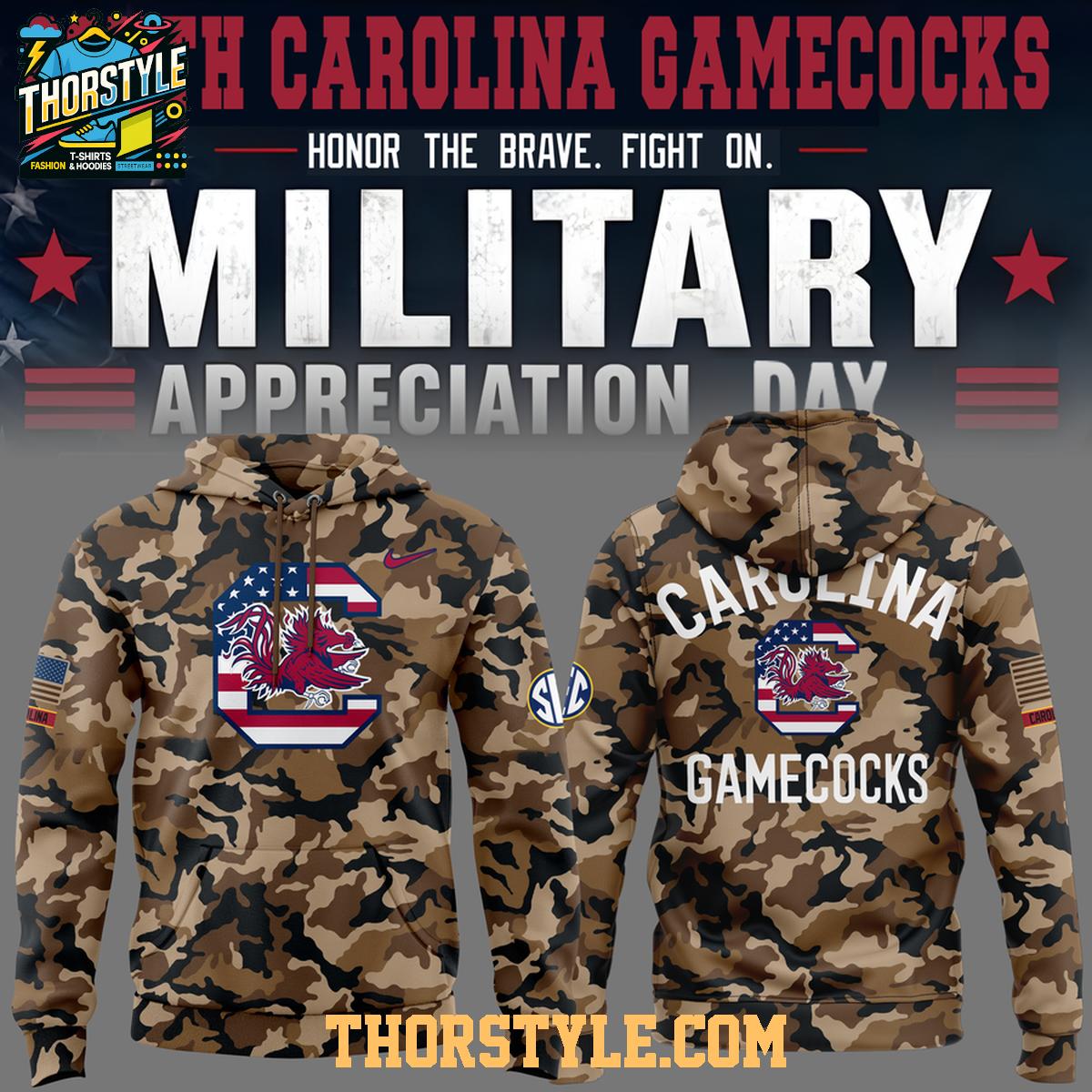 South Carolina Gamecocks Military Appreciation Camo Dress 2026 Hoodie T-Shirt South Carolina Gamecocks Military Appreciation Camo Dress 2026 Hoodie T-Shirt